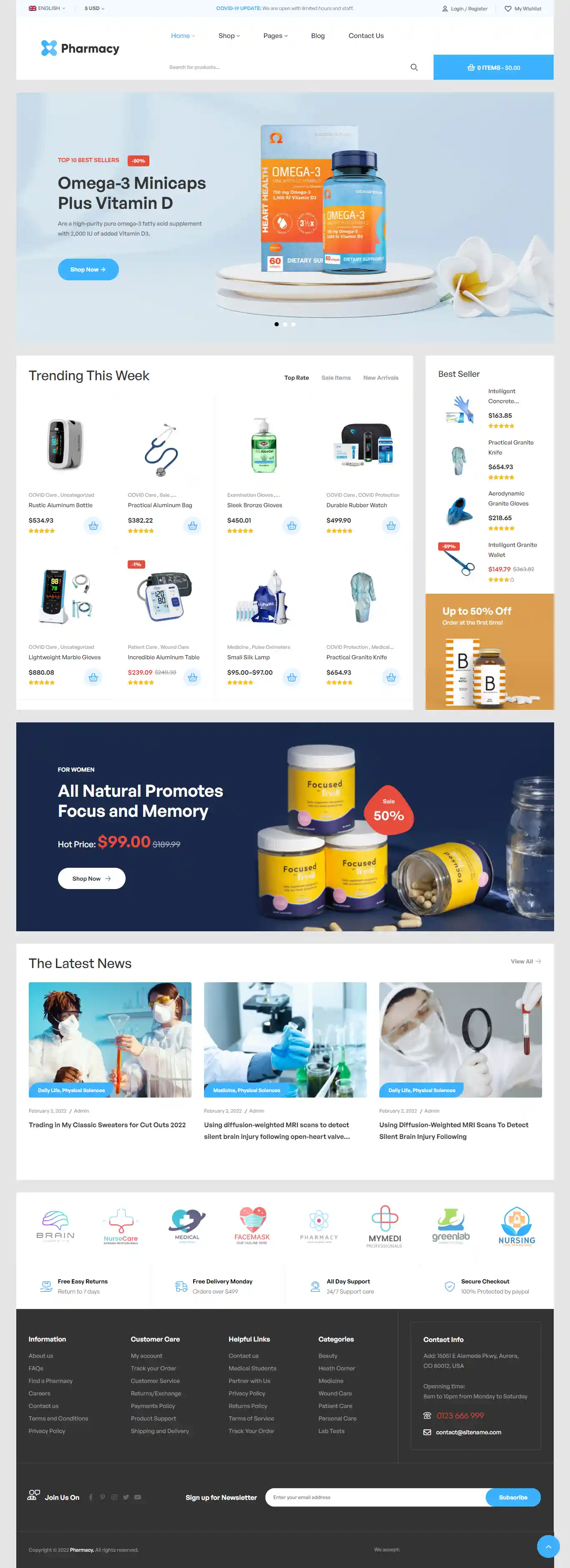 Pharmacy - Giao Diện Web Shop Thiết Bị Y Tế Đẹp Chuẩn SEO