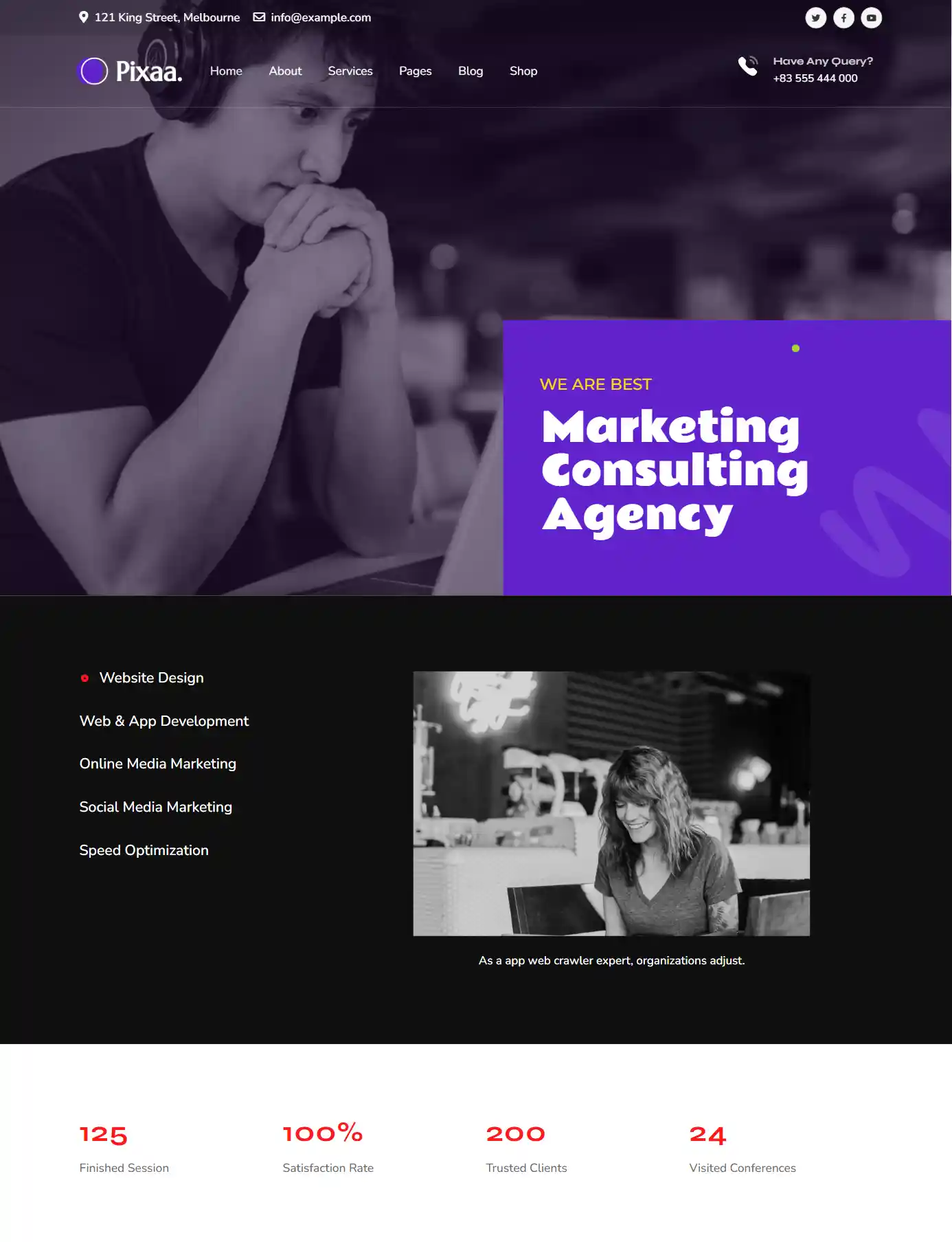 Pixaa – Giao diện website tiếp thị chuyên nghiệp hình đại diện