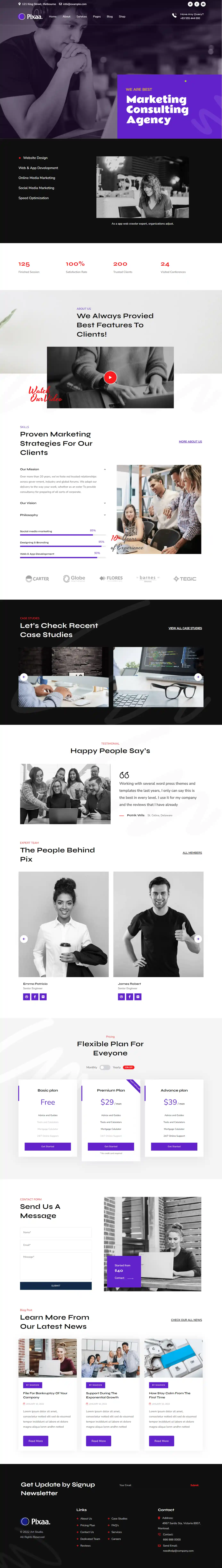 Pixaa – Giao diện website tiếp thị chuyên nghiệp