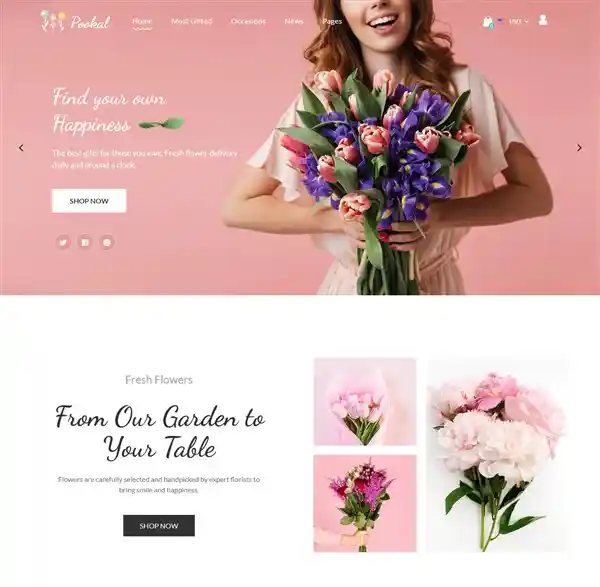 Pookal - Giao Diện Web Dịch Vụ Cây Cảnh Văn Phòng Đẹp hình nền