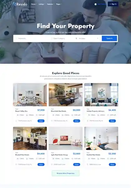 Resido - Giao Diện Web Bất Động Sản Đẹp Chuẩn SEO hình đại diện