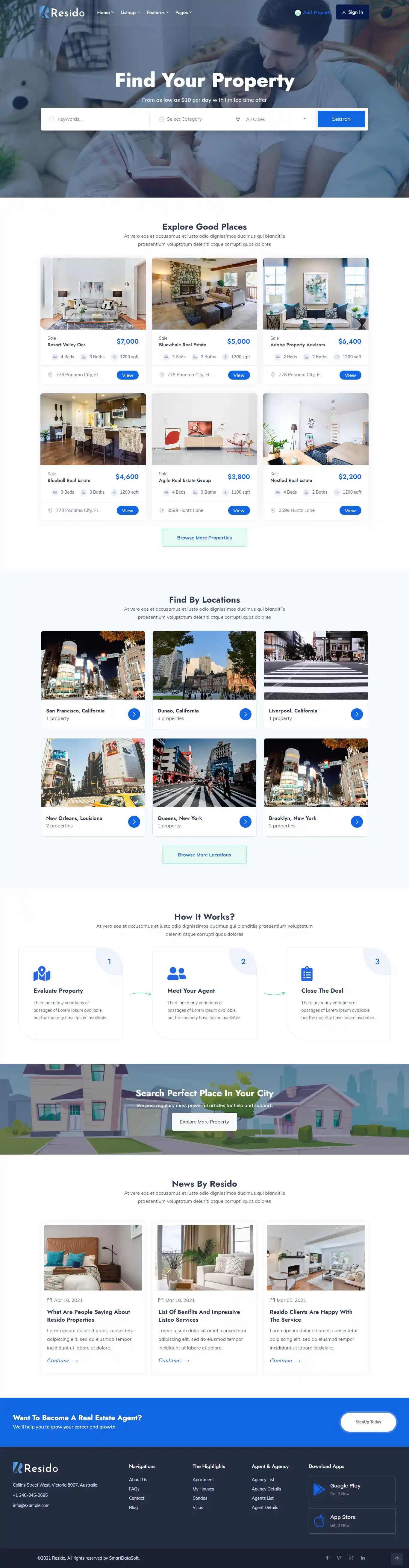 Resido - Giao Diện Web Bất Động Sản Đẹp Chuẩn SEO