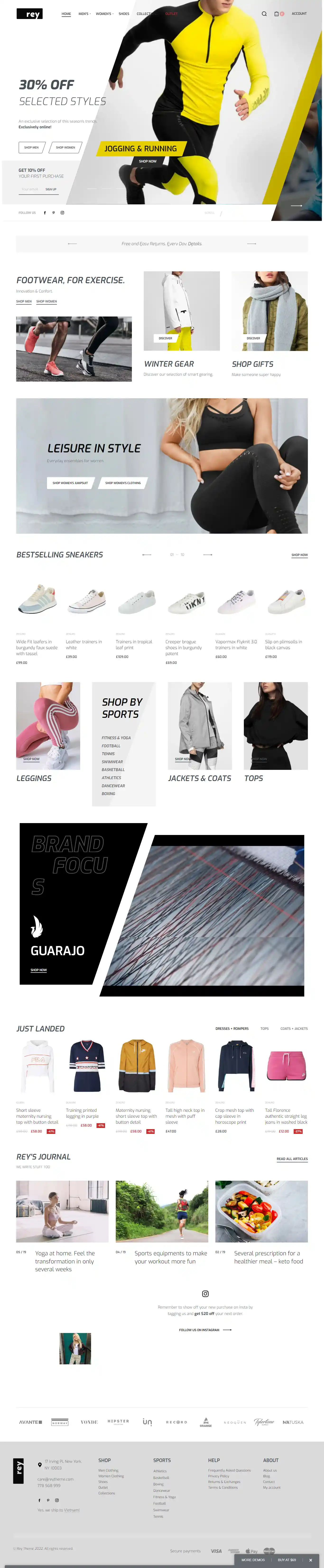 Rey: Mẫu Website Bán Đồ Thể Thao & Phụ Kiện Chuyên Nghiệp