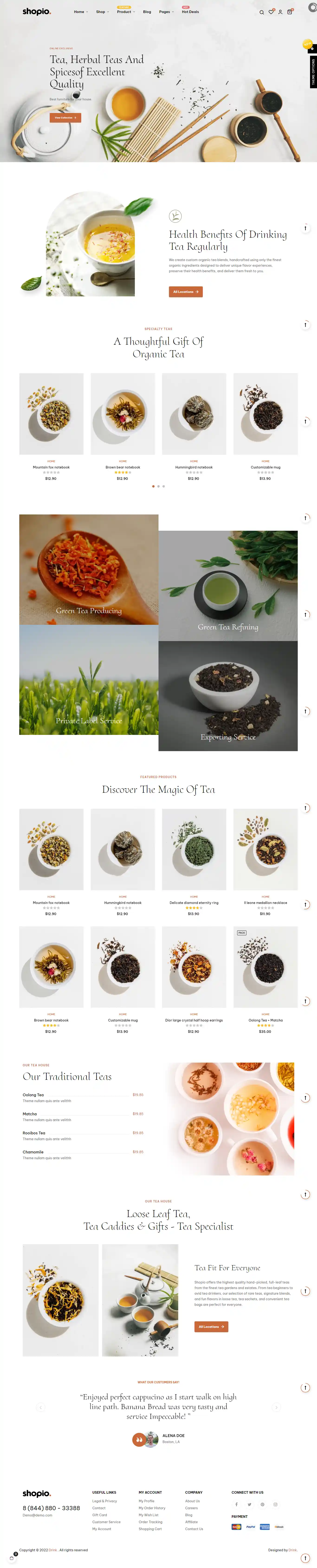 Shopio - Giao Diện Web Tiệm Trà & Quán Cà Phê Đẹp