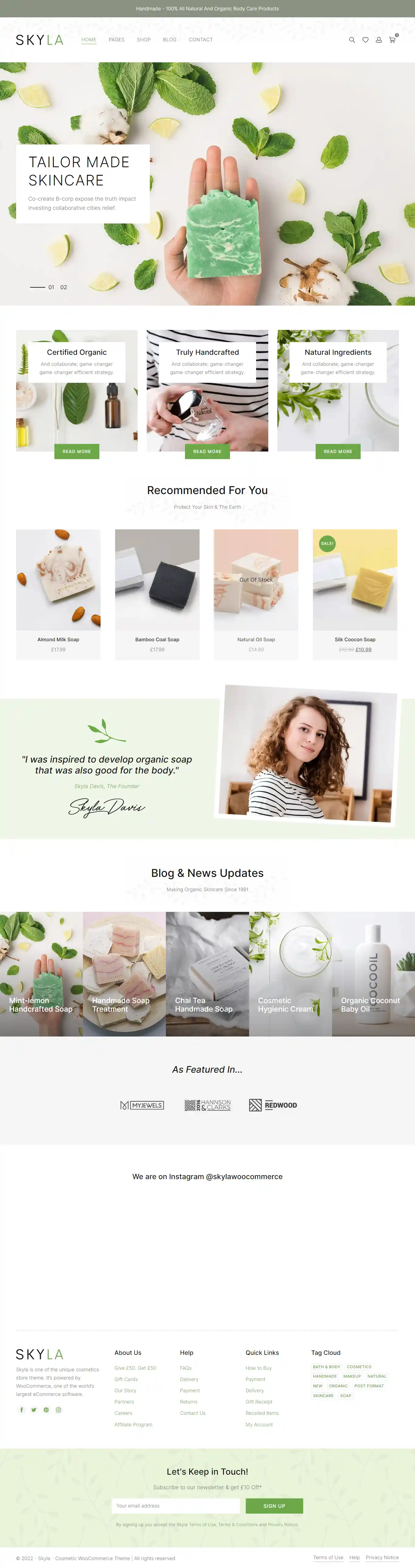 Skyla – Giao Diện Web Mỹ Phẩm Handmade Đẹp Chuẩn SEO