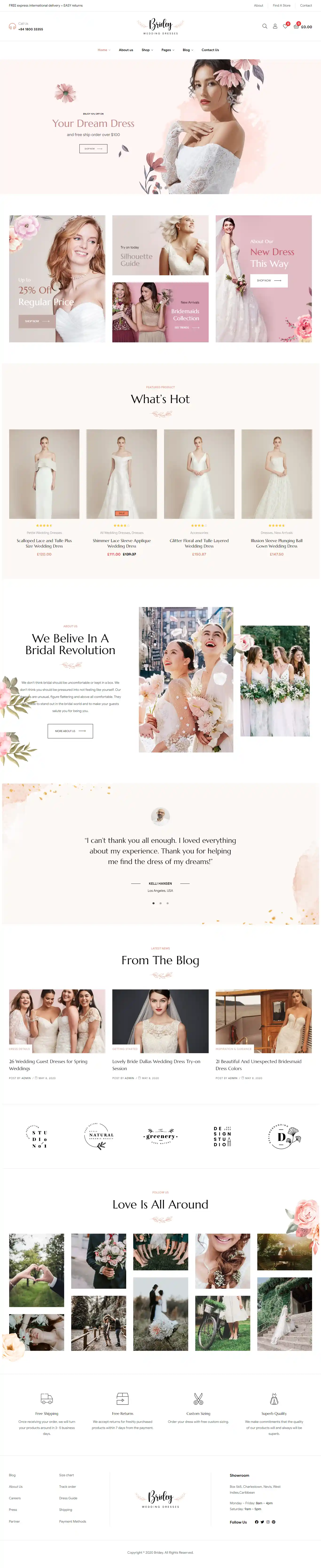 Thiết kế website áo cưới Bridey hiện đại, tinh tế