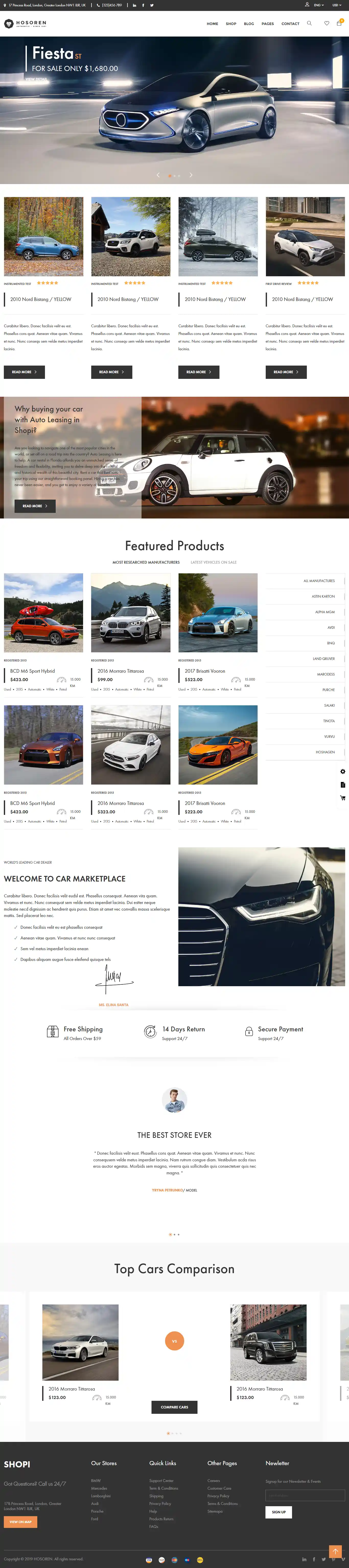 Thiết kế website bán xe hơi Hosoren chuẩn SEO