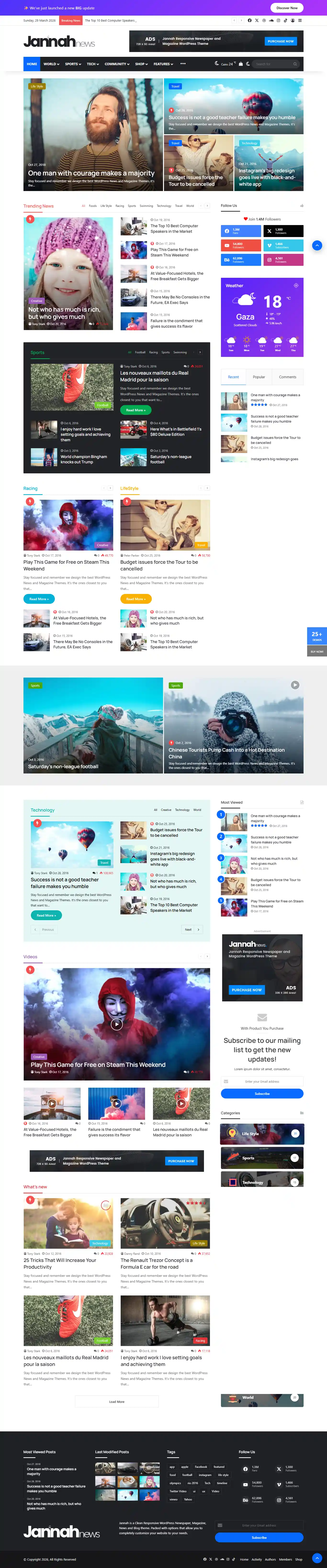 Thiết kế website báo chí Jannah chuyên nghiệp