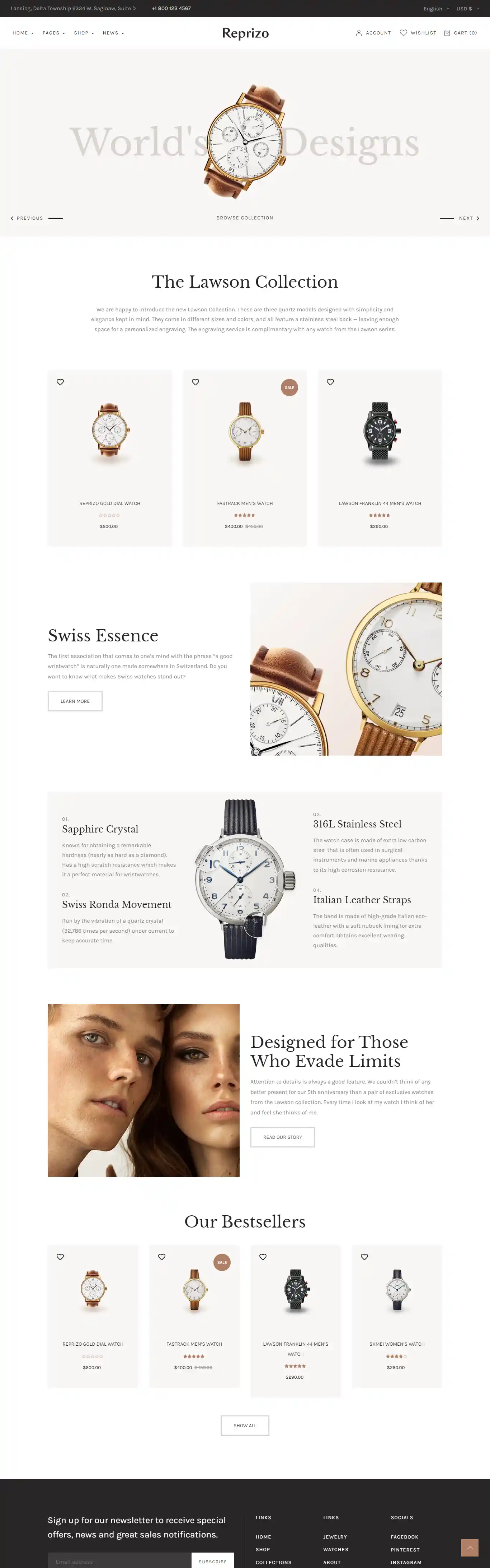 Thiết kế website đồng hồ Reprizo chuẩn SEO