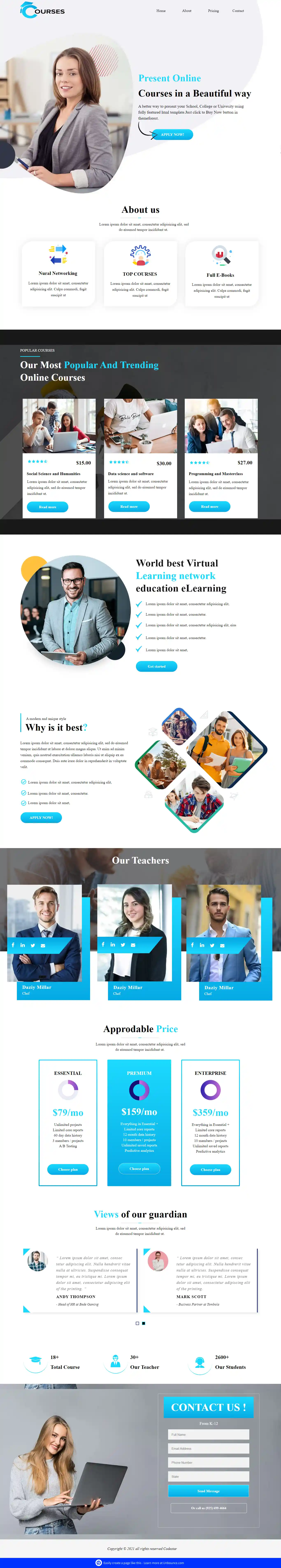 Thiết kế website giáo dục Courses chuẩn SEO