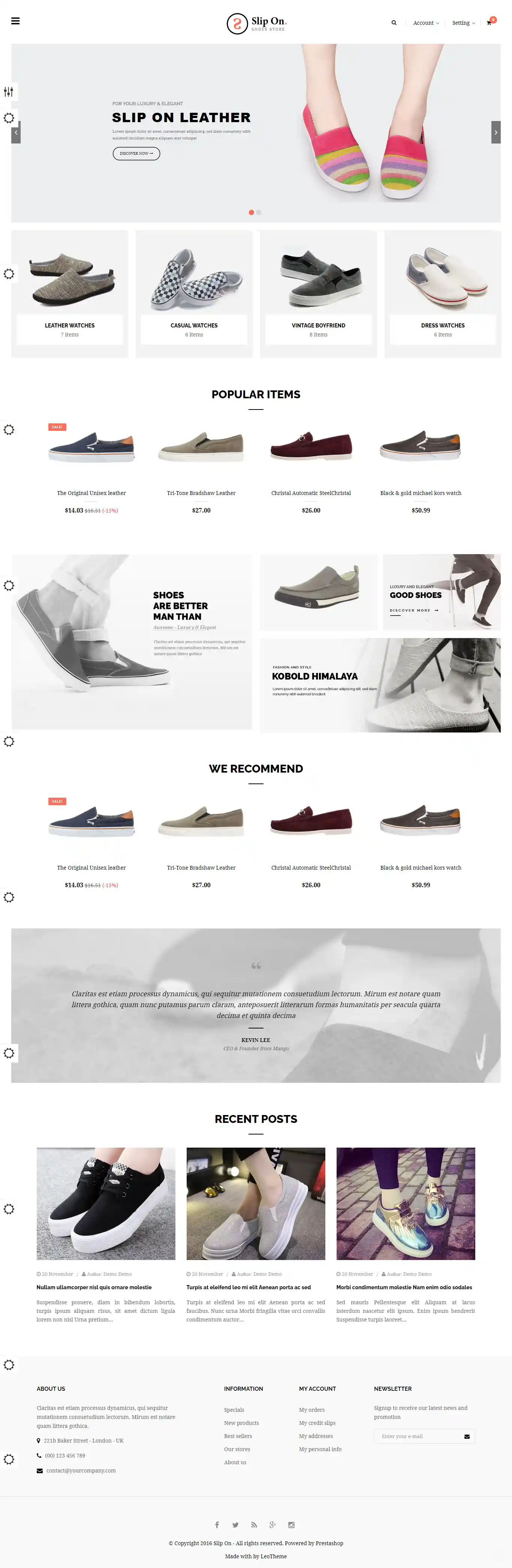 Thiết kế website giày dép Leo Slip On sang trọng, tinh tế