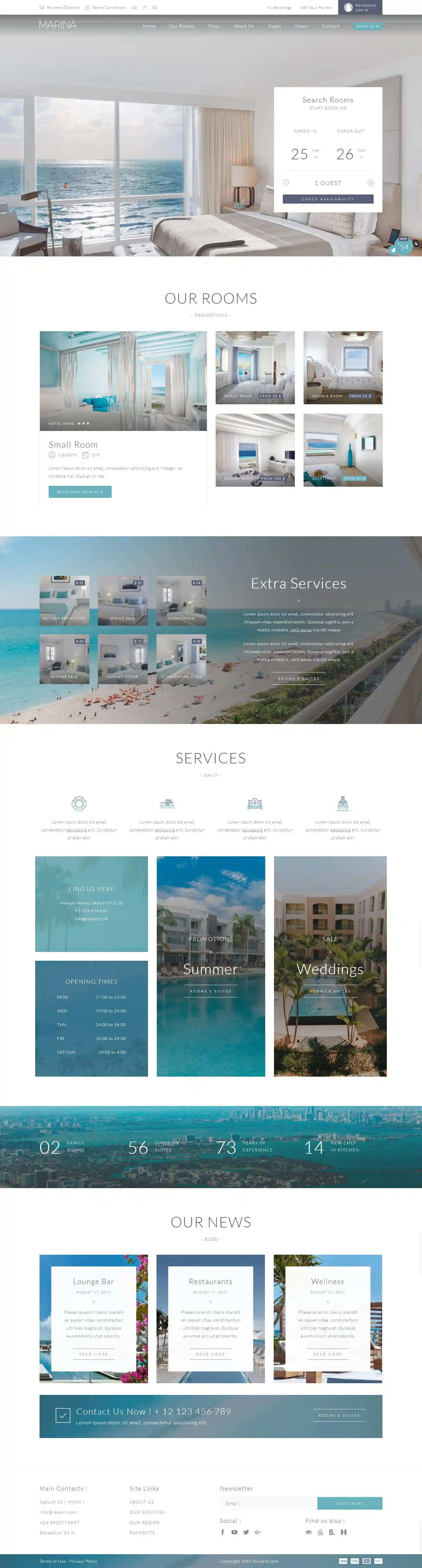 Thiết kế website khách sạn Marina chuẩn SEO