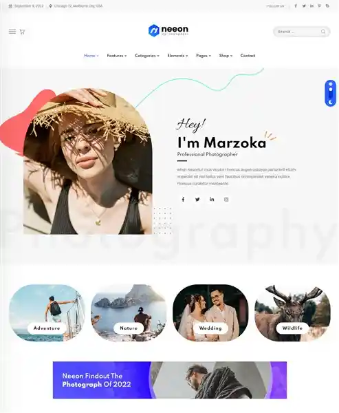 Neeon: Mẫu Website Dịch Vụ Chụp Hình & Studio Nghệ Thuật hình đại diện