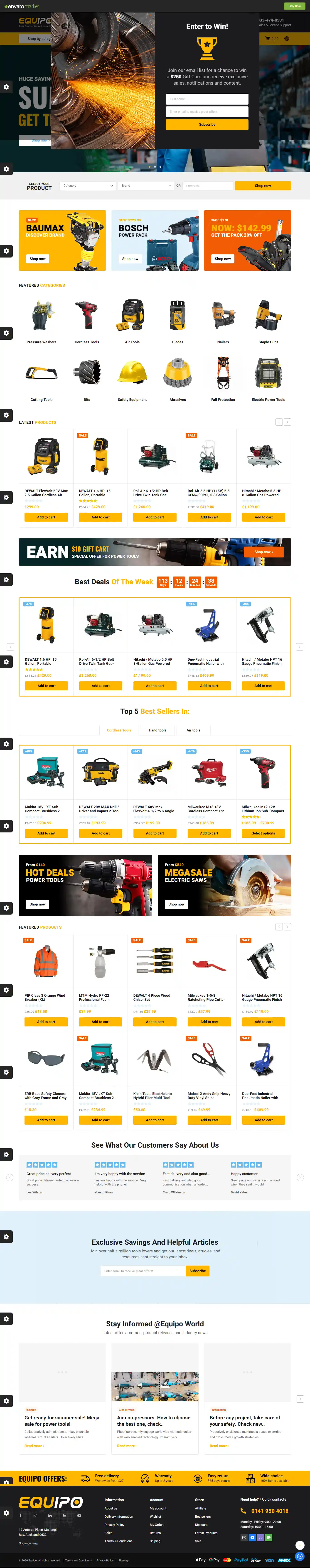 Equipoic: Mẫu Website Dụng Cụ Cơ Khí & Kim Khí Chuẩn SEO