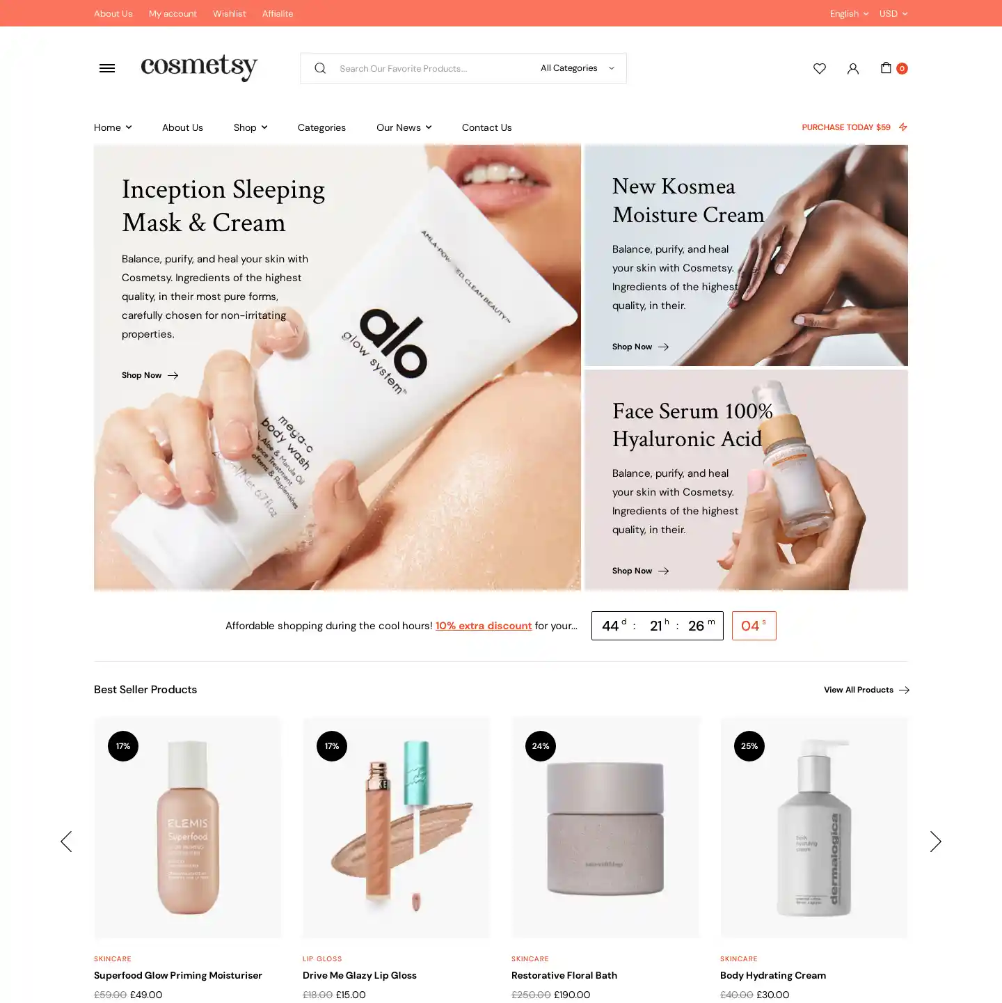 Website mỹ phẩm Cosmetsy chuyên nghiệp cho cửa hàng hình đại diện