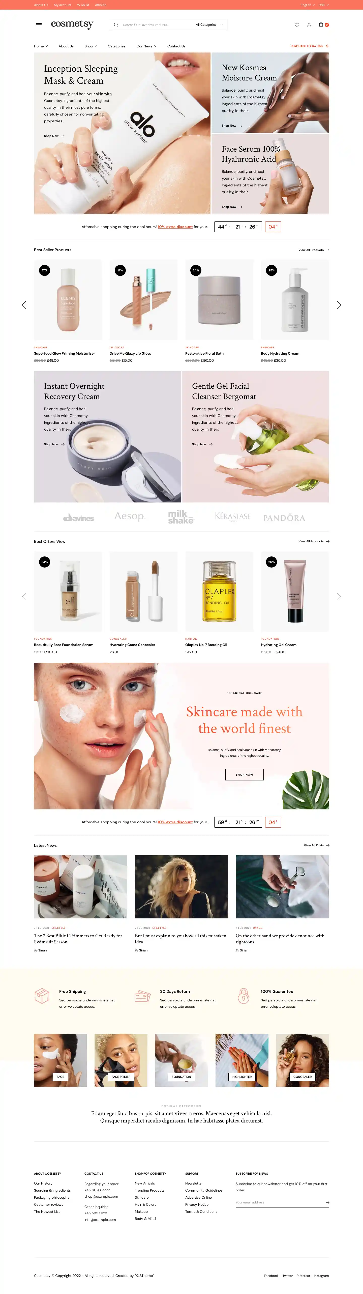 Website mỹ phẩm Cosmetsy chuyên nghiệp cho cửa hàng