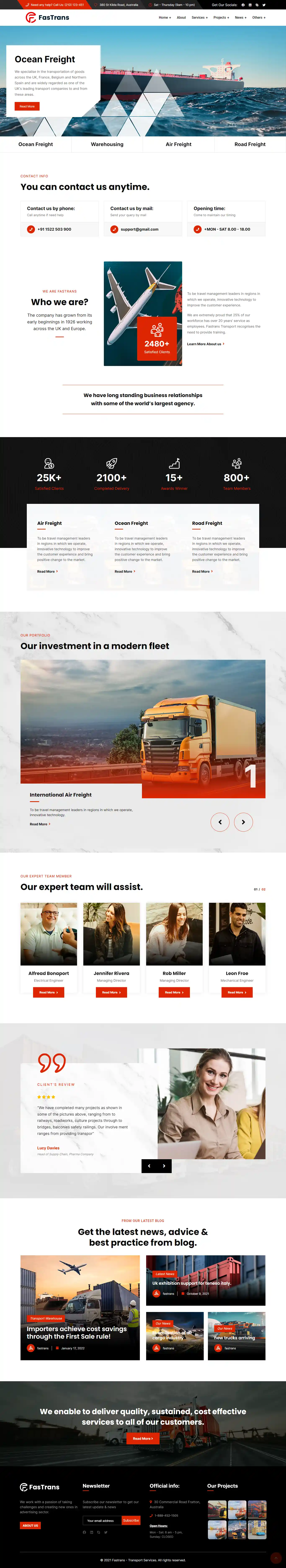 Website vận tải Fastrans Logistics hiện đại, uy tín, chuyên nghiệp