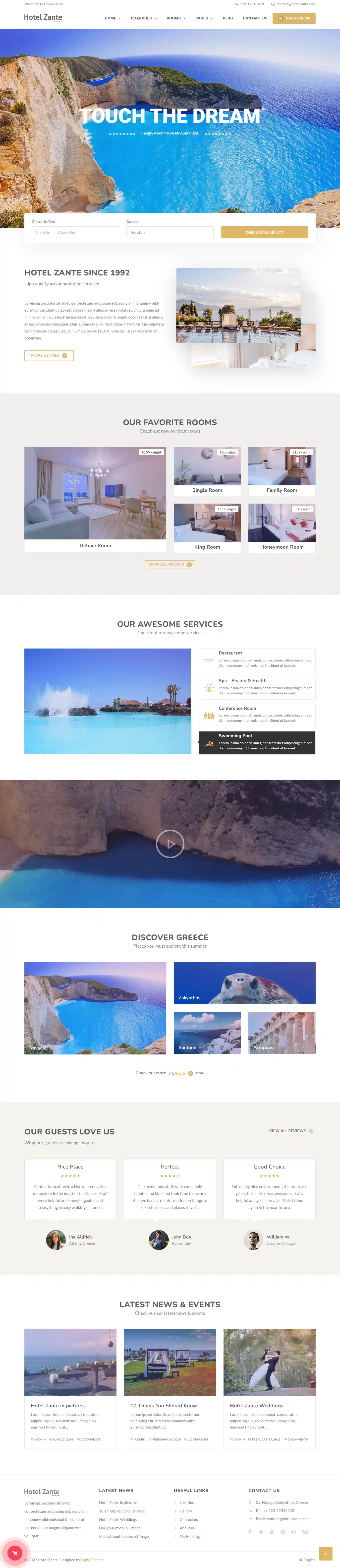 Zante - Giao Diện Web Khu Nghỉ Dưỡng & Villa Đẹp Chuẩn SEO