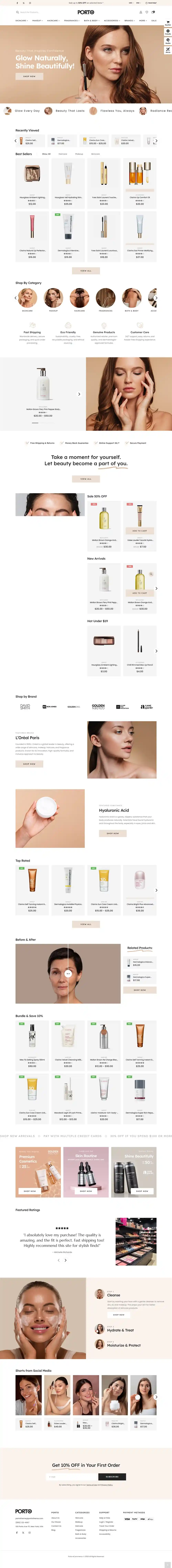Porto: Mẫu Website Mỹ Phẩm Chuyên Nghiệp - Chuẩn SEO Google